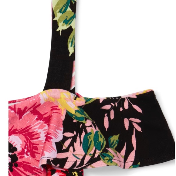 Children's Place Floral Matching Off Shoulder Dress - Black size L (10/12) - Picture 2 of 4